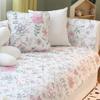 Small Fresh Floral Pure Cotton Chinese Sofa Cushion Non-slip All-season Sofa Towel Cover Seat Cushion