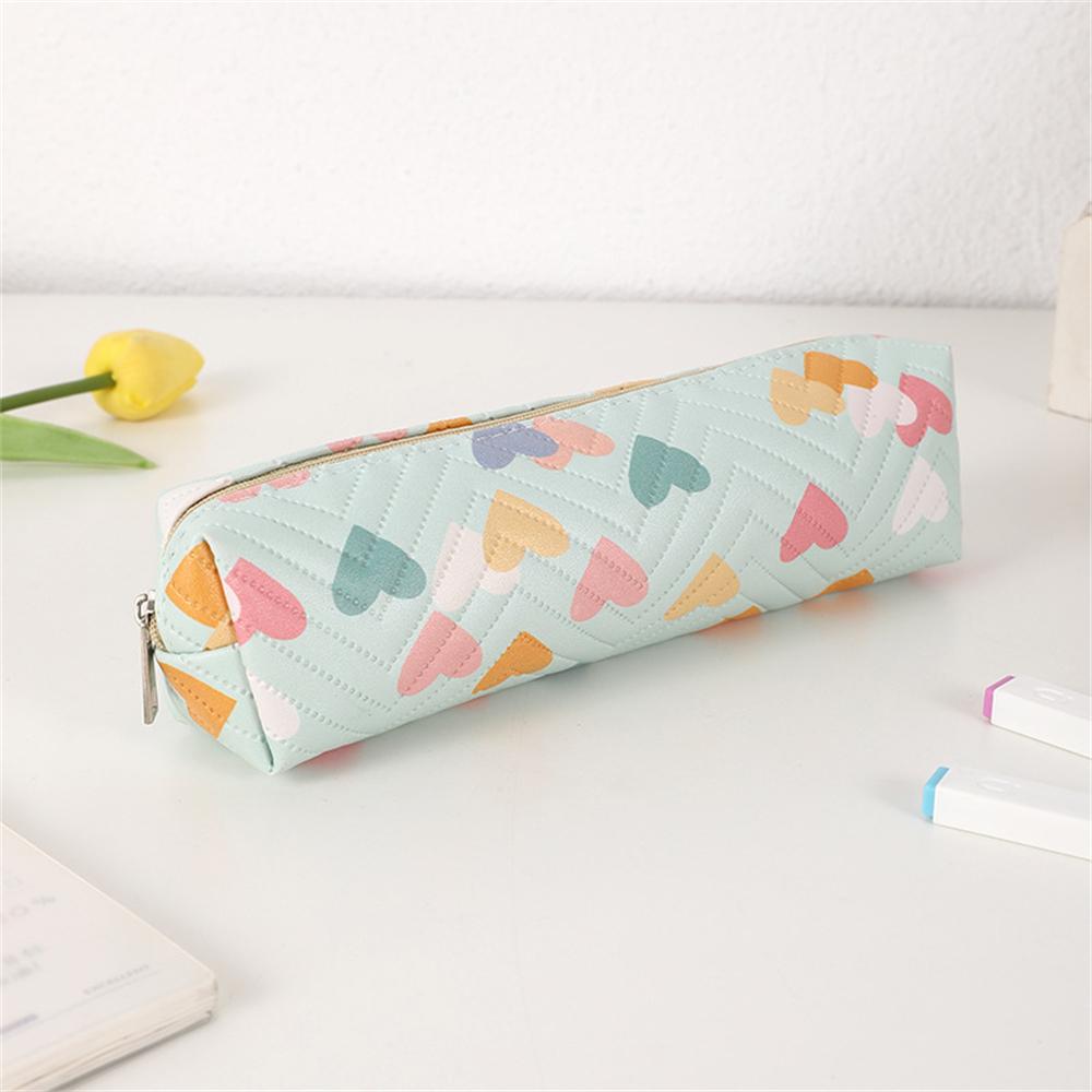 Cute Heart Pen Bag Student Stationery Bag Pencil Case Multifunctional Stationery Organizer Zipper Pouch School Supplies