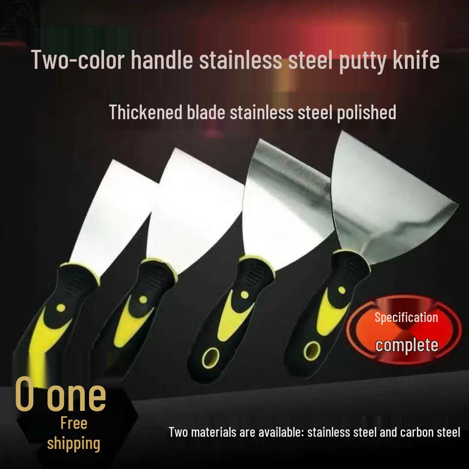 Set of 2 Stainless Steel Putty Knives: Thick, Integrated Design for Effective Household Cleaning.