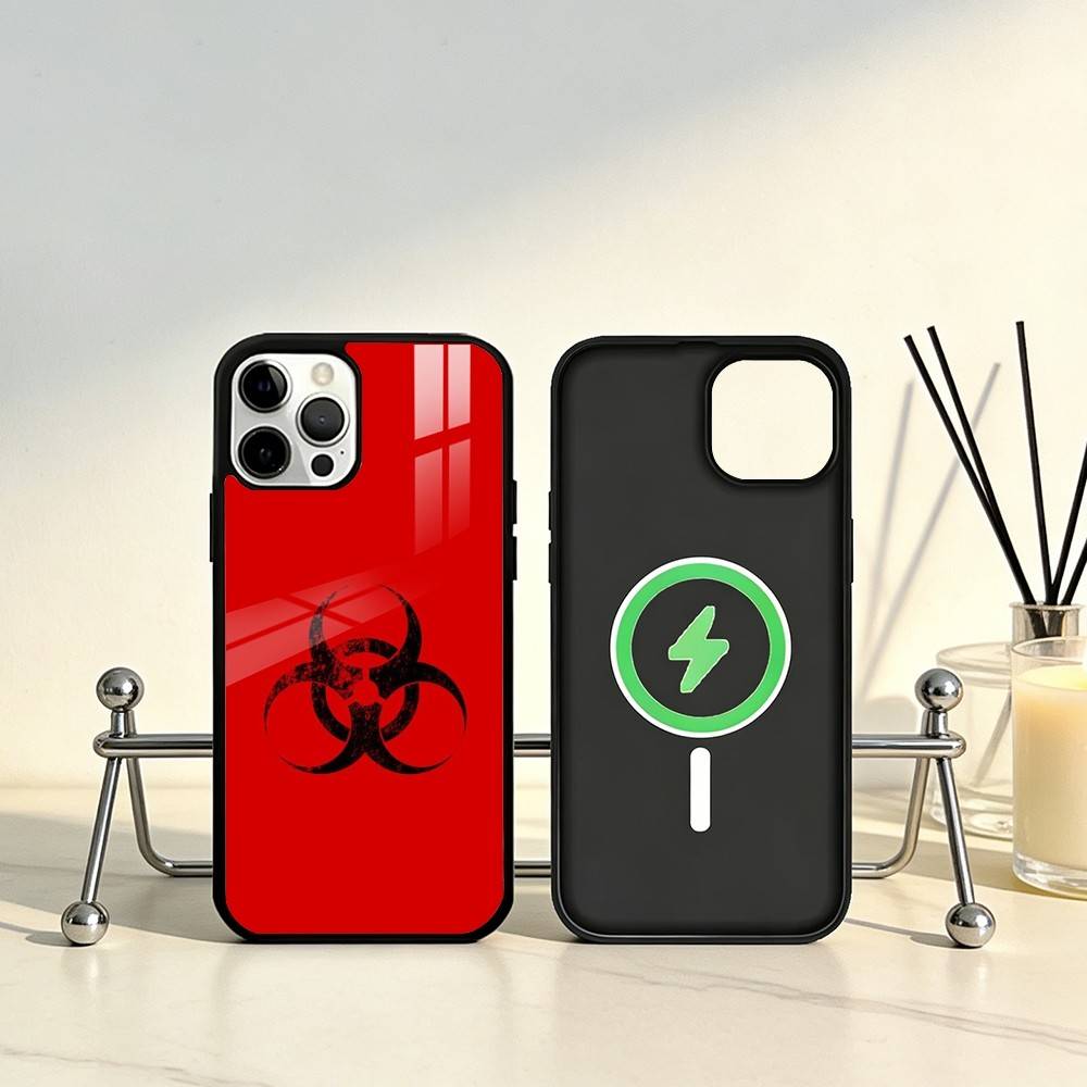Nuclear Radiation Danger Sign Phone Case For iPhone17,16,15,14,13,12,11 Plus,Pro Max Magnetic For Magsafe Wireless Charging