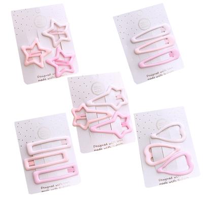 Pink Hollow Hair Clips Heart Star Square Hair Barrettes Hairpins Heart/Star/Square Shaped Hair Clips for Little Girls