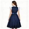 Dames Traditionele Oktoberfest Jurk Vintage Stijl Mouwloze Dirndl Jurk met Gerimpelde Kraag en Tailleband voor Festival