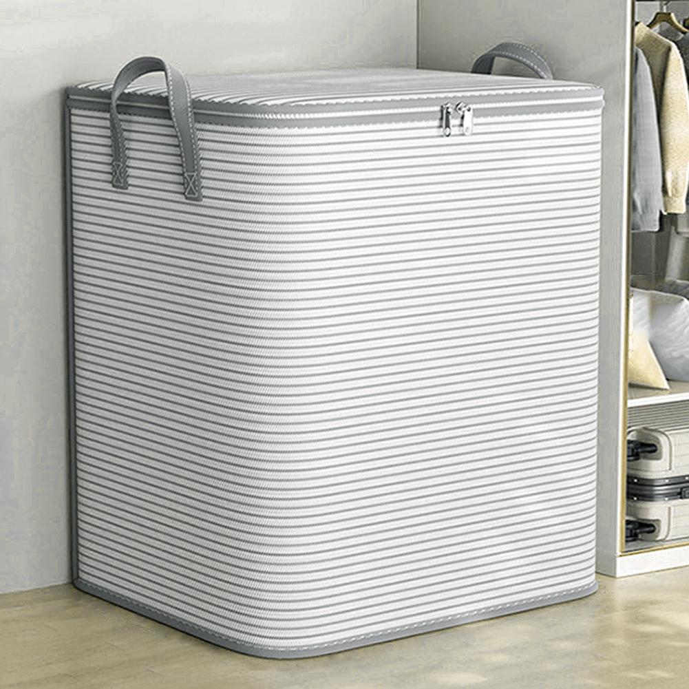 Extra Large Storage Bag Non-Woven Foldable Blanket Storage Bag Breathable Stripe Storage Container for Blankets Clothes Sweaters