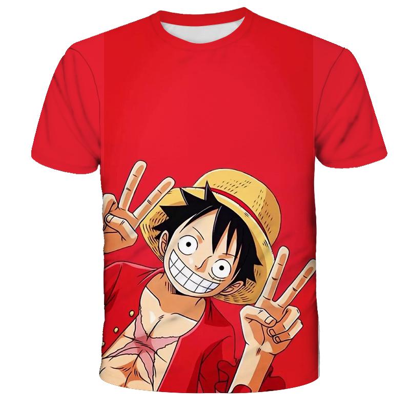 One Piece Luffy Girls T-shirt Kids Short Sleeve Children Print T-shirts Tees Boys' Casual Clothes Ghild O Neck Shirt Daily Tops