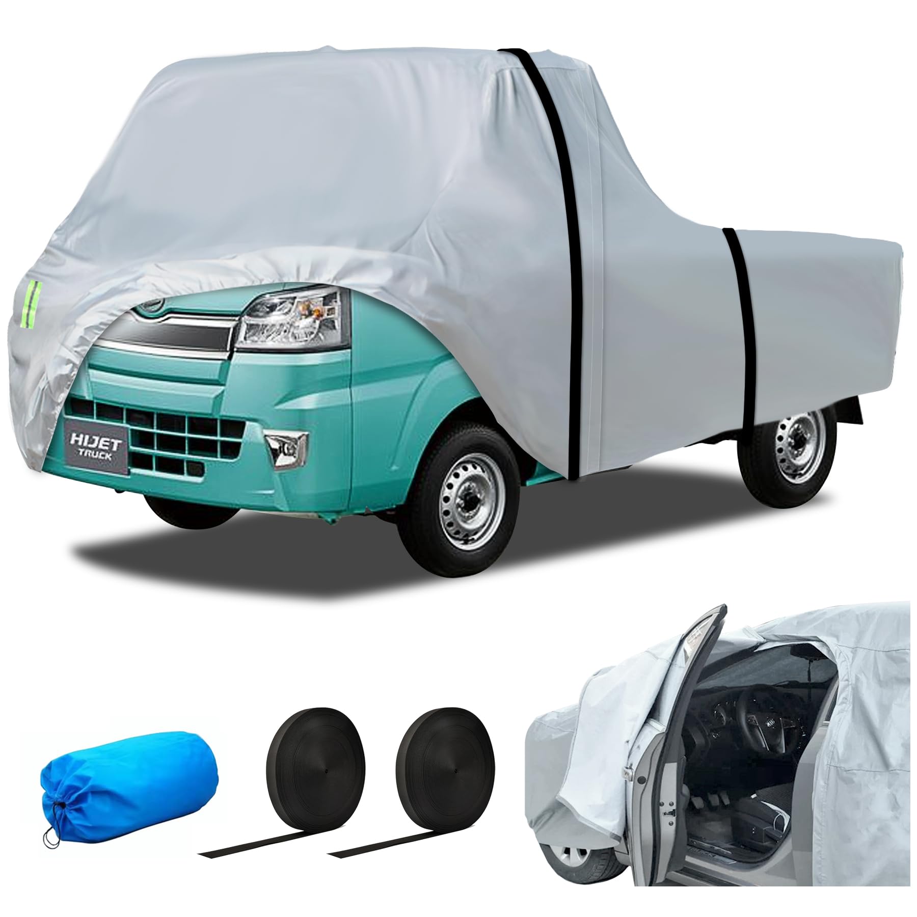 

KUKUAN Car Cover for Mini Car Body Cover Trucks, Fleece-Lined (Silver, 3.41.51.8m)