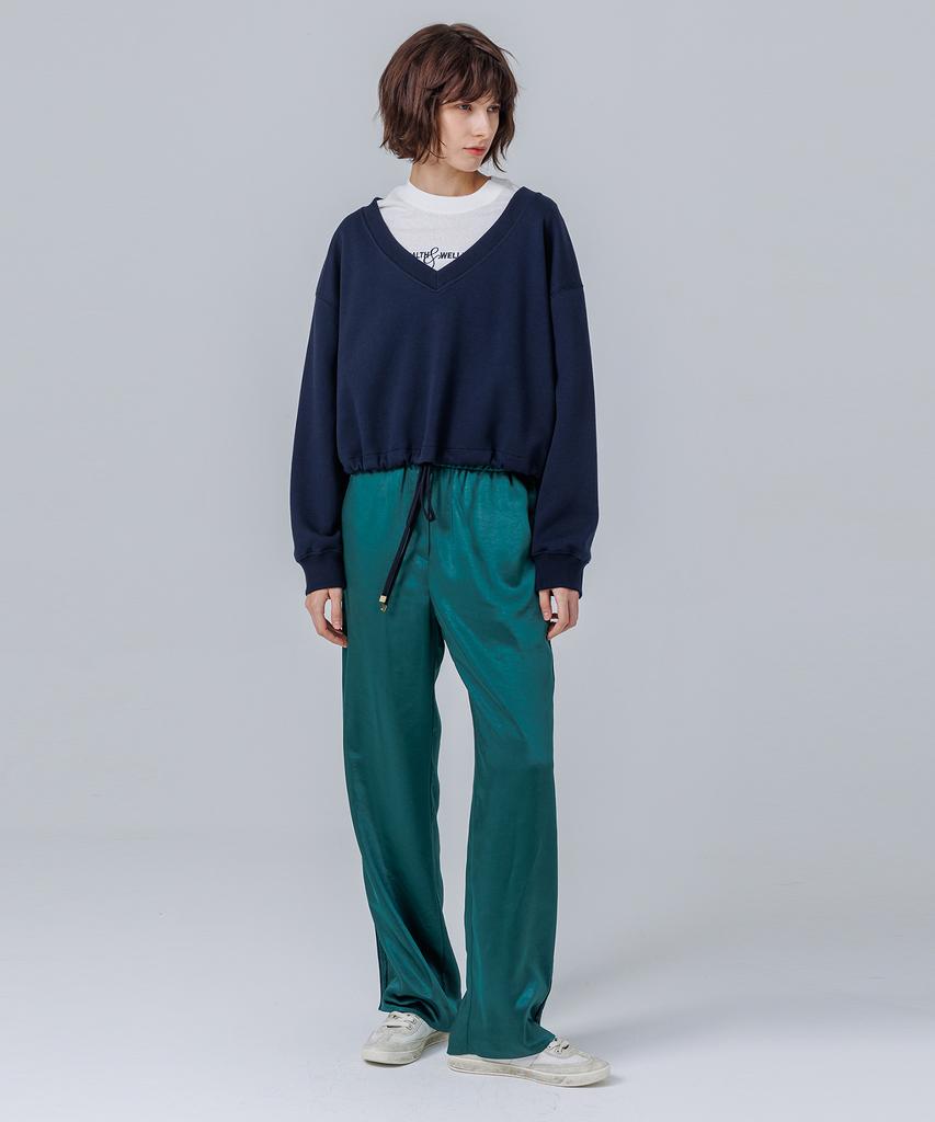 PAGE Satin Elastic Waist Pants _Green