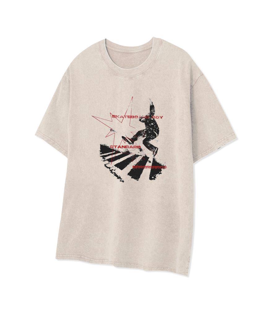 STANDARDERROR 87-Stan320 Skateboard Boy Crack Pigment Short Sleeve T-Shirt (3 Colors)