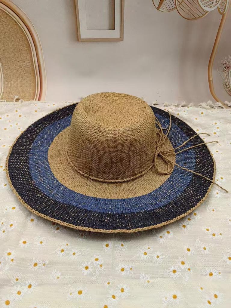 Dale Le Vintage Big Brim Straw Hat Women'S Summer Straw Hat Travel Sunscreen Hat Sun Hat