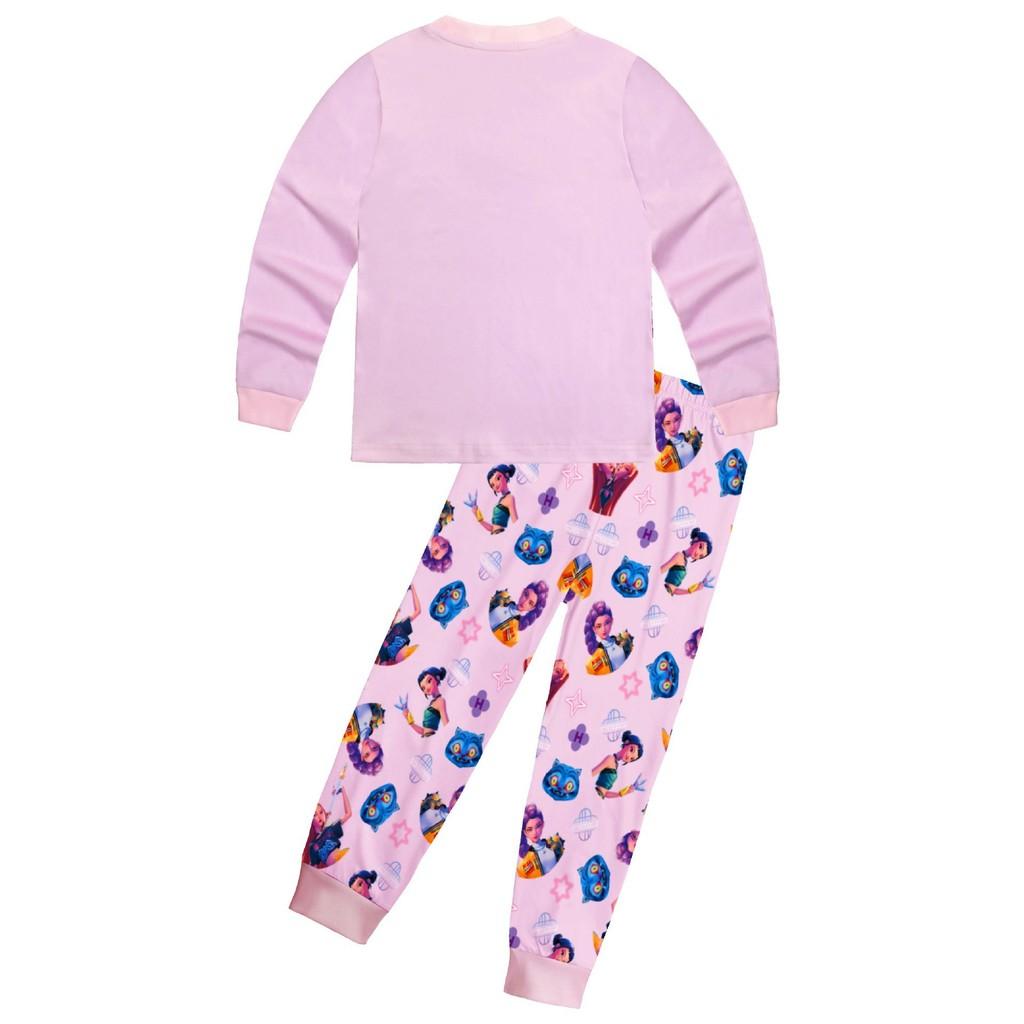 Kinder Mädchen K-POP Rumi Mira Zoey Druck Langarm T-Shirt Top Hose Hose Pyjama Schlafbekleidungssets