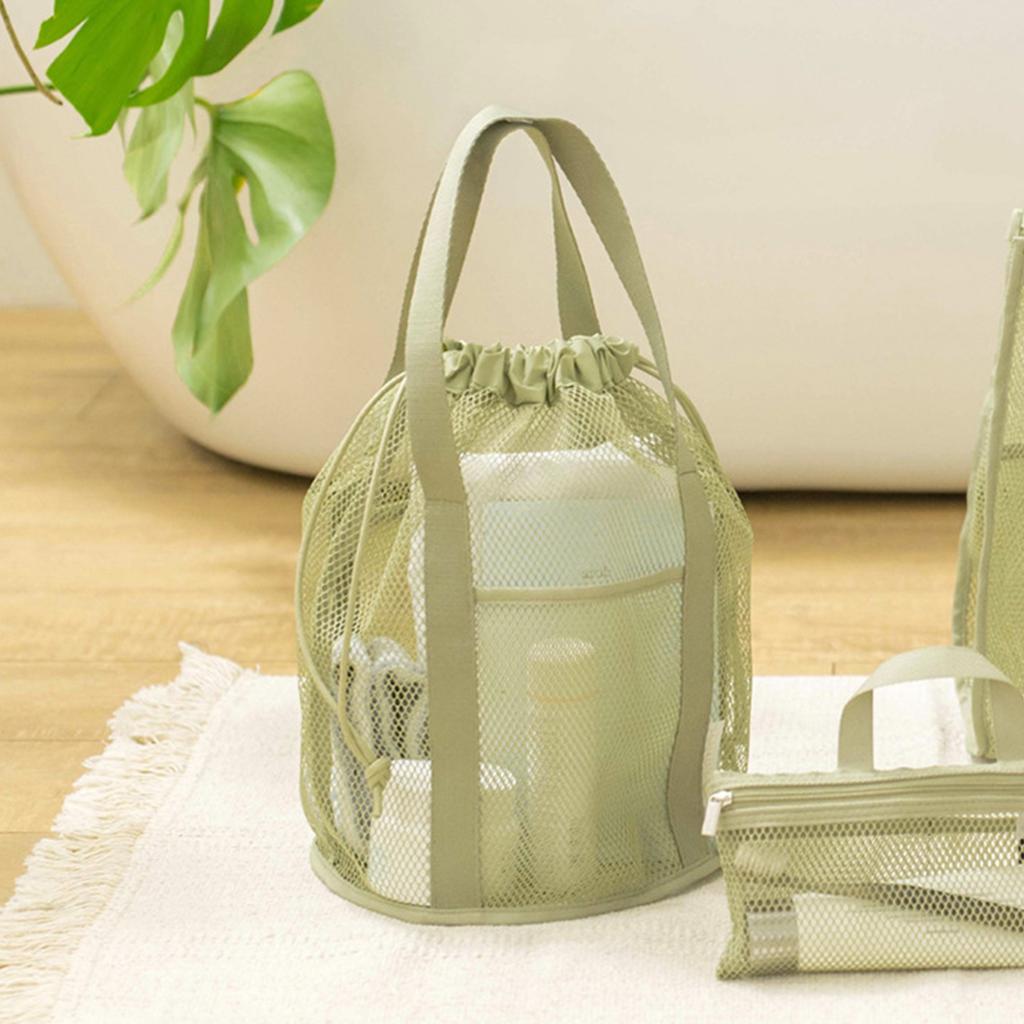 Foldable Drawstring Mesh Storage Bag For Swimming Travel Toiletries Organizer Portable Wash Pouch Home Organization