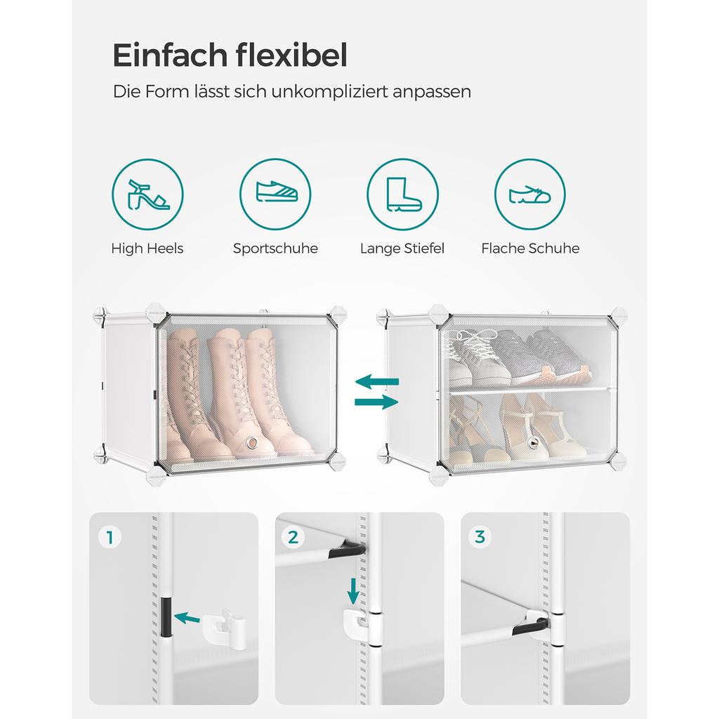 SONGMICS Verriegelbares Schuhregal-Schrank, 6-Fächer Modulare Aufbewahrungs-Organizer-Einheit, 30 x 40 x 30 cm pro Fach, mit Türen, Stahlrahmen