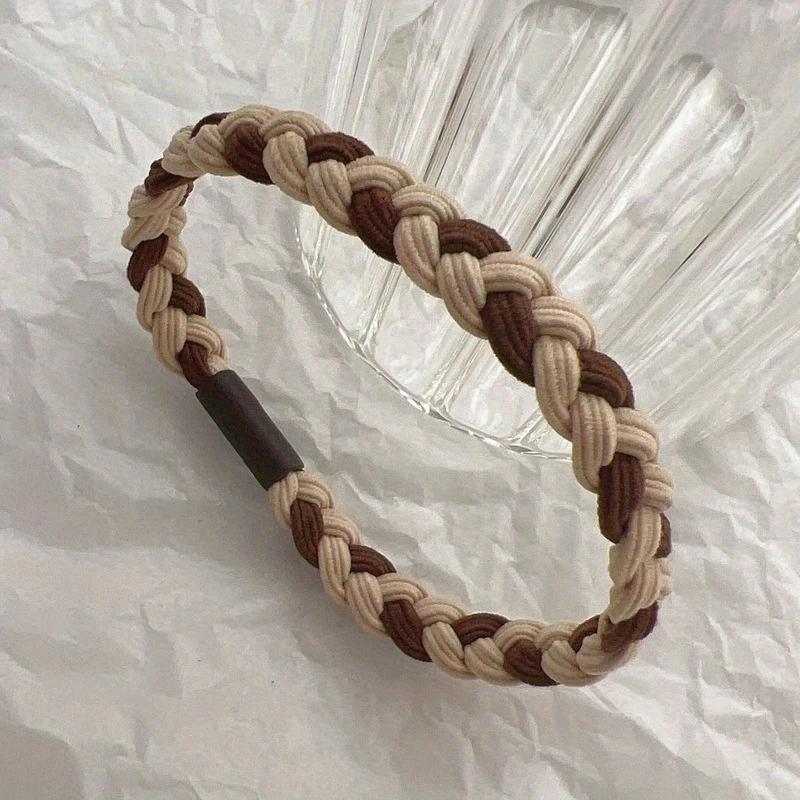 

5 шт. Простая плетеная резинка для волос Кофе Высокоэластичная веревка для волос Прочная нейлоновая резинка Женщина Девушка