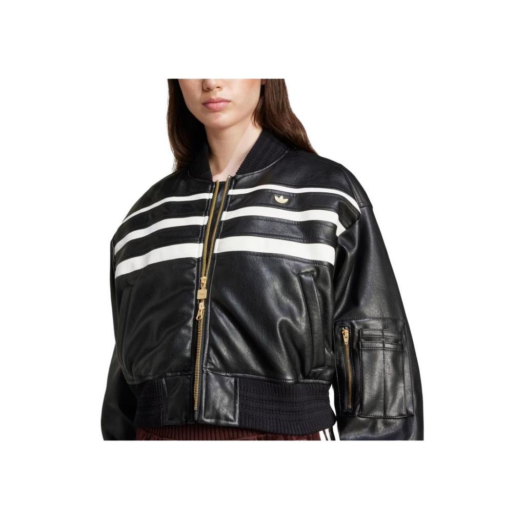 Adidas Originale Bequeme Lockere Reißverschluss Langarm Kurze Jacke Damenjacken Schwarz IX0967