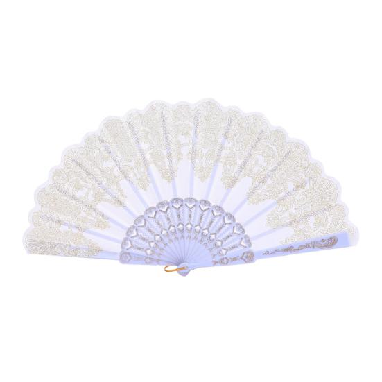 Vintage Folding Fan Carved Plastic Ribs Hand Held Fan Portable Summer Cooling Fan Wedding Dance Party Performance