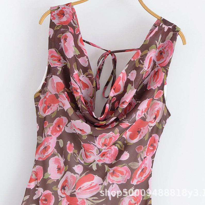Wholesale Women's Clothing New Summer European and American Style Fashion Temperament French Vacation Flower Print Dress