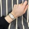 Watch with Leather Rectangular and Dual Time [Salvatore Marra] Women's Strap, Square, [] (no.2, Gray)