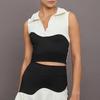 Womens 2-piece Yoga Set Sleeveless Color Block Top Skirt Golf Tennis Workout