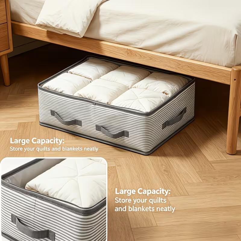 Bolsa Organizadora Grande para Almacenamiento de Ropa Plegable de Tela No Tejida Organizador de Armario con Ventana Transparente Almacenamiento Debajo de la Cama para Ropa Manta Ropa de Cama