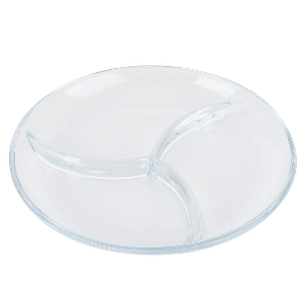 Podzielony talerz obiadowy Talerz ze szkła hartowanego Wielorazowy talerz na przekąski Lekka zastawa stołowa na ciasta owoce