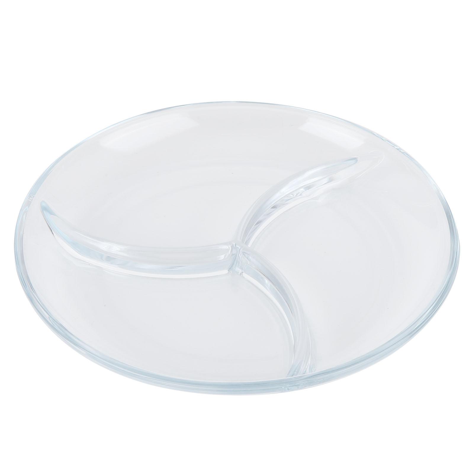 Konnwei Divided Dinner Plate Tempered Glass Plate Reusable Snack Plate Lightweight Tableware For Cakes Fruit