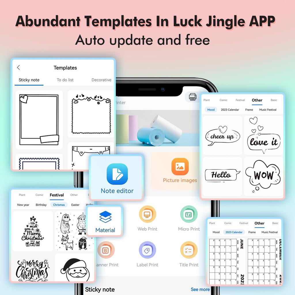 Mini taskuprinter Kaasaskantav termofotode kiirprintimine etikettide valmistaja masin BT Wireless Connect
