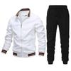 Costumes de veste pour hommes de printemps et d'automne, rembourrés en coton de haute qualité, style sportif, manteau et pantalon de couleur unie, style costume