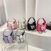 Handbag Silver Bucket Bag Pu Leather Women's Shoulder Bag Simple Bow Buckle PU Bag  Makeup Bag