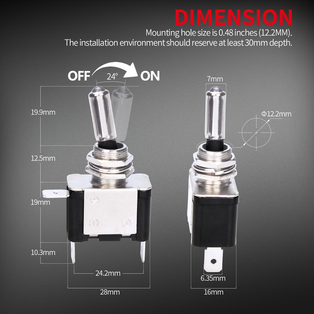 12V LED Lighted Toggle Switch with Aircraft Guard Safety Flip Cover 12 Volt DC 20A Heavy Duty Covered Illuminated Lit for Racing