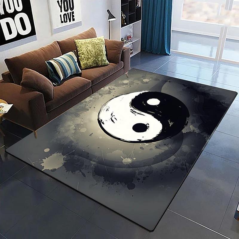 Modern Chinese Koi Tai Chi Eight Trigrams Yin Yang Pattern Chinese Cultural Elements Theme Living Room Carpet Bedroom Rug