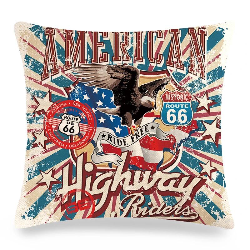 Vintage Poszewka Dekoracyjna w Stylu Amerykańskim Dekoracja Domu Drukowana Poszewka na Poduszkę na Sofę Retro Litery Poszewki na Poduszki Samochodowe 45x45cm