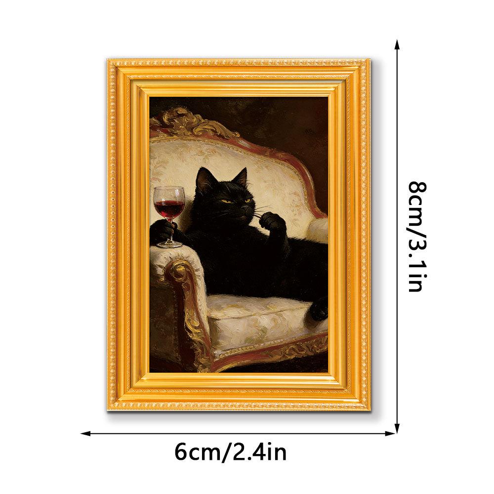 Quirky Black Cat 3D Wooden Photo Frame Magnet Decor