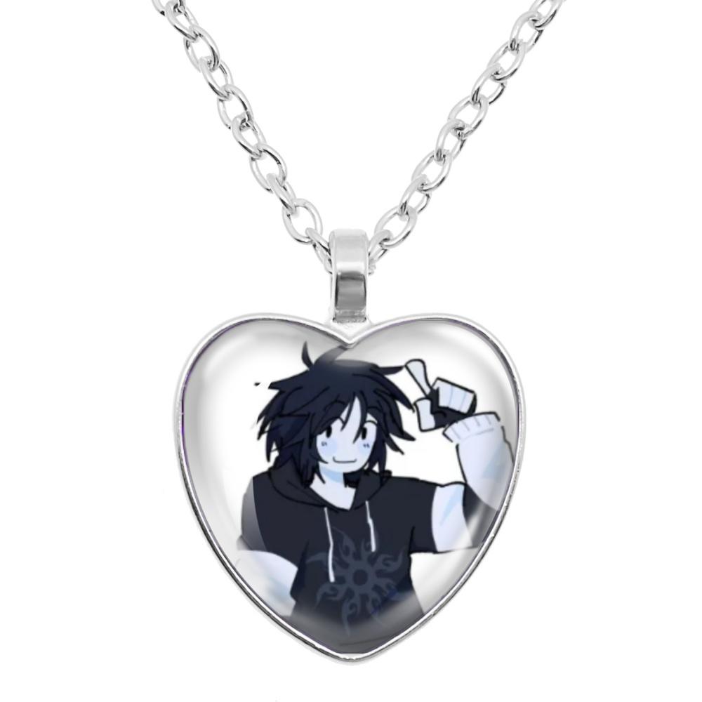 Game Forsaken Azure Anime Azure x Two Time Fanart Funny MeMe Glass Heart Shape Pendant Necklace Jewelry Charm Collect Gift