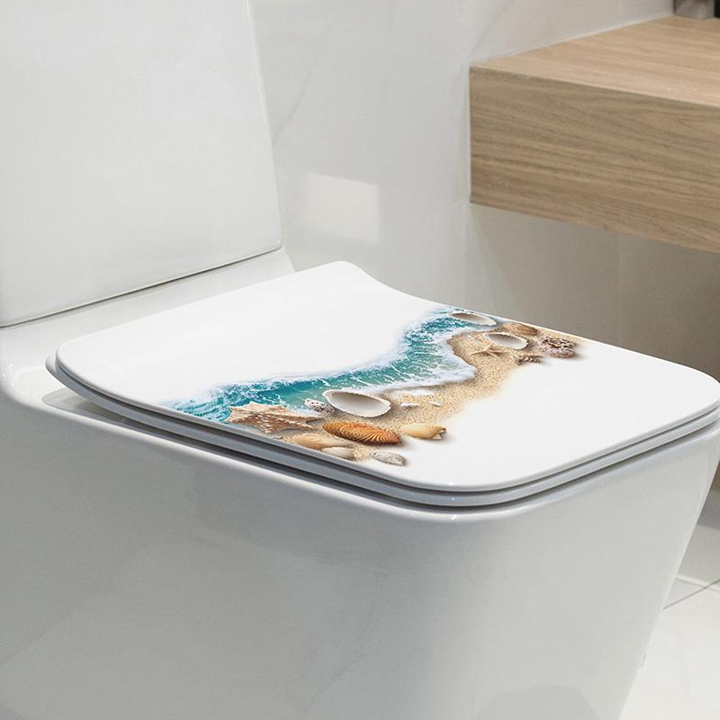 Sea Beach Exquisite Shell Toilet Sticker Bathroom Toilet Seat Waterproof Sticker Self-Adhesive Decorative Wall Sticker