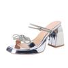 Temperament high heel with sandals female rhinestone bow fairy wind summer two wear waterproof desk thick heel cool slippers