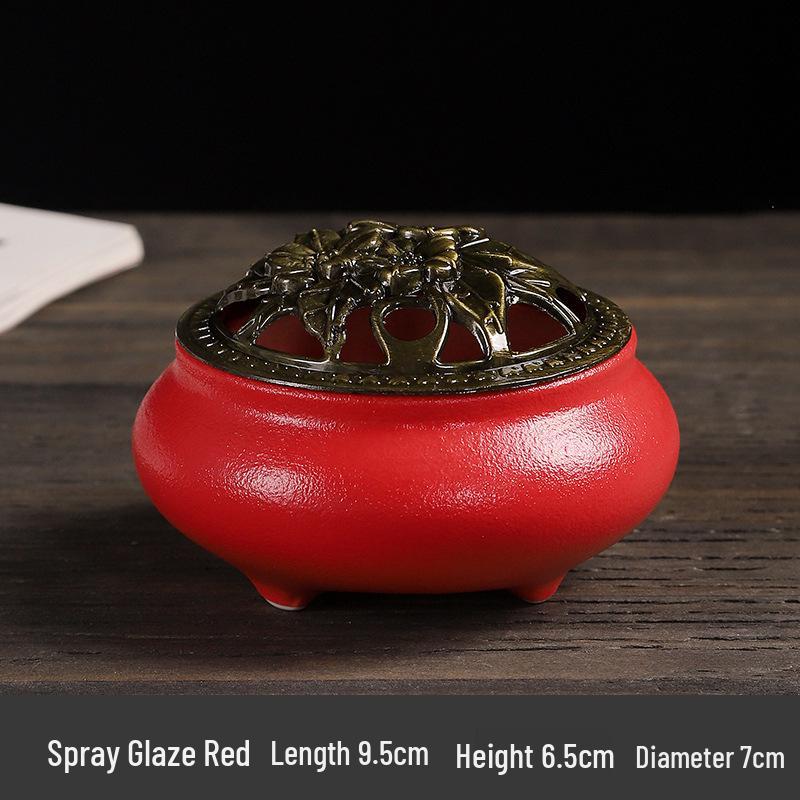 Celadon Ceramic Incense Burner - Antique Style, Small Size, Ice Crack Kiln, Sandalwood Incense Holder.