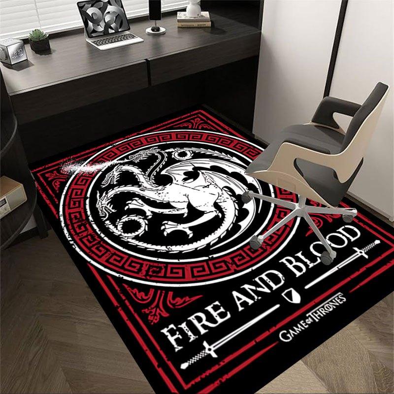 

1pc Fire and Blood Office Carpet Chair Mats, Home Decor Mat | Fantasy Theme Mat | Durable Mat, Dragon DecorB01 60cm by 90cm