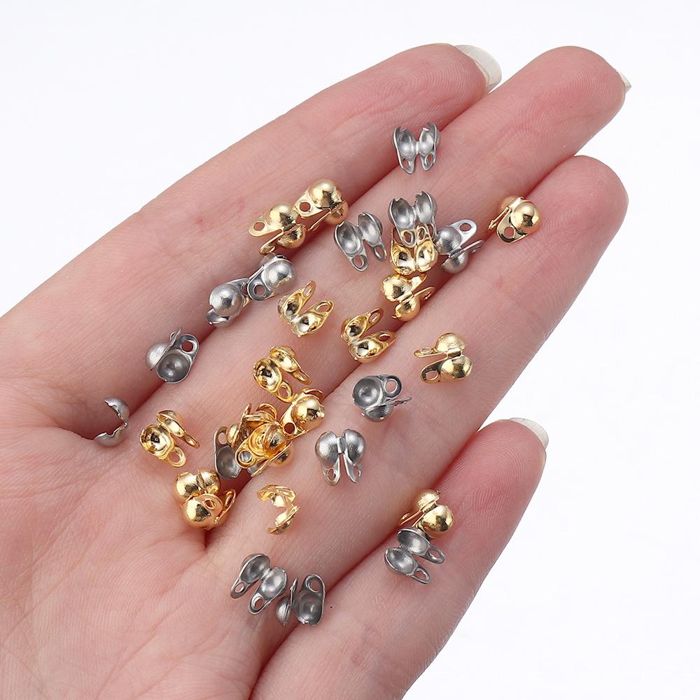 50pcs Stainless Steel Ball Chain Clasps Crimp End Beads Connector Clasp Buckle For DIY Jewelry Making Bracelet Necklace Supplies