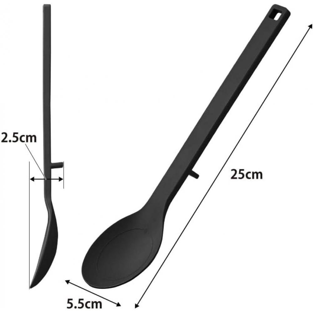 Yamazaki Silicone Cooking Spoon S Black W5.5 D2.5 H25cm Tower diShwaSher Safe