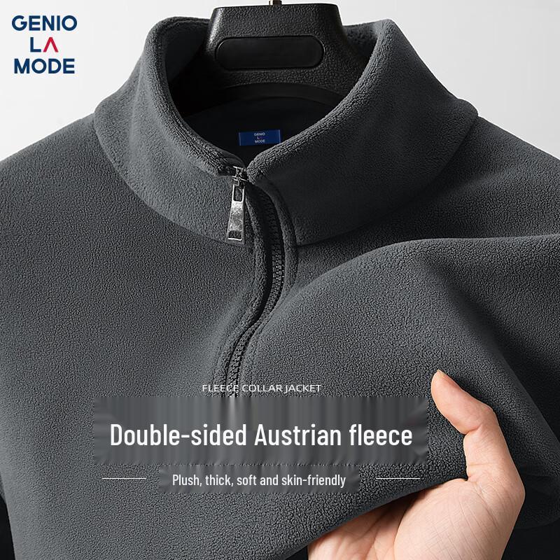 

GENIOLAMODE Men s Fleece Lined Stand Collar Half-Zip Jacket M