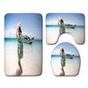 Beach View Bathroom Floor Mat Three-Piece Toilet Carpet Toilet Mat Set Door Mat Bathroom Non-Slip Mat