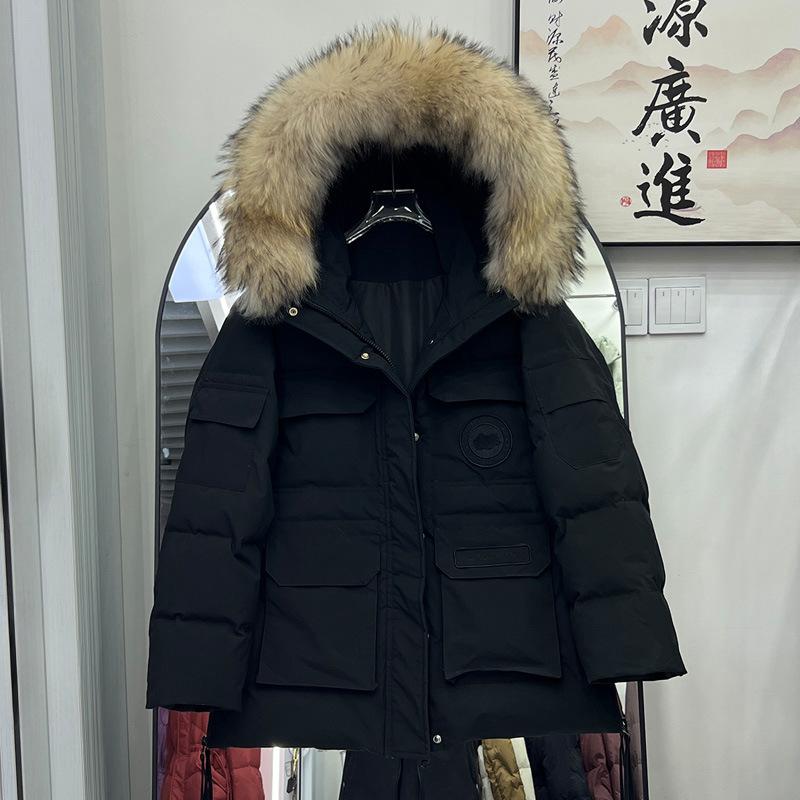 Denmark winter extreme cold down jacket women's thickened large fur collar pink tooling pie to overcome the new winter coat