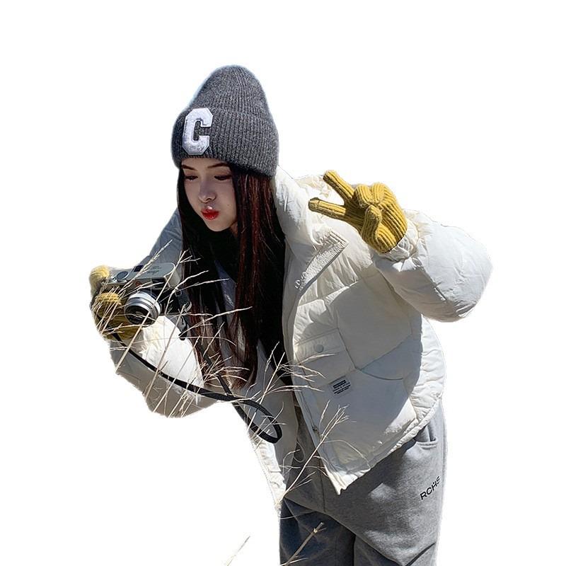 Short Skinny 0 Season Stand Neck Hooded Down Cotton Clothing Warm Solid Color Bread Clothing Jacket
