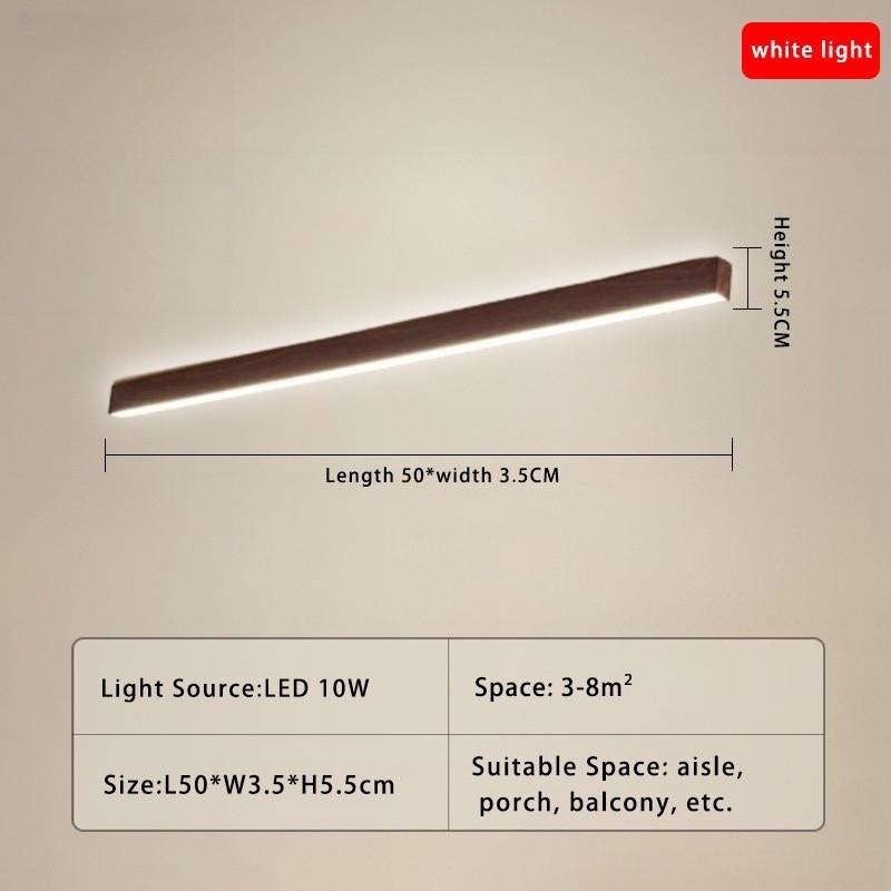 Liner Lamp Natural Wood Finish Balcony Light Nordic Style Living Room LED Linear Ceiling Light Hallway Long Ceiling Lamp