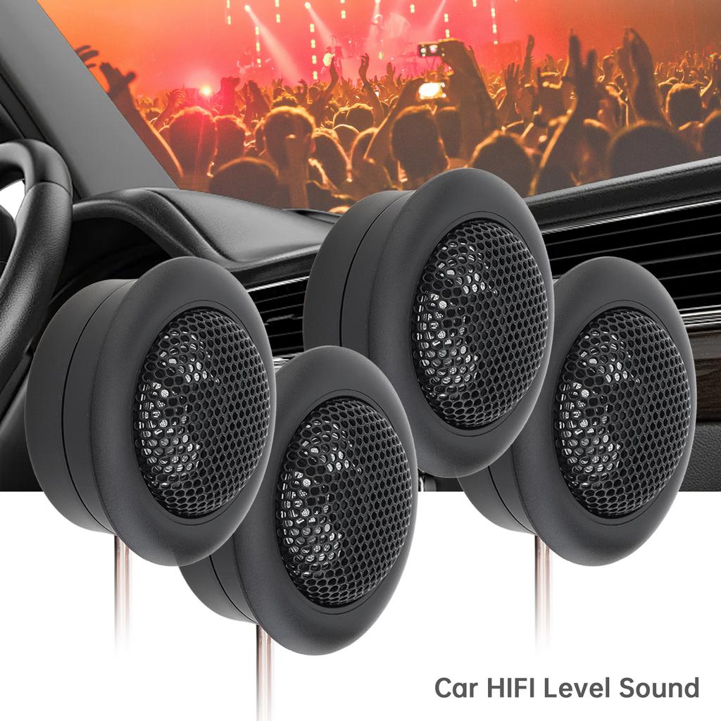 4pcs 800W High Efficiency 25mm Mini Dome Tweeter Speakers for Car Audio System with Spare Casing Black High Frequency