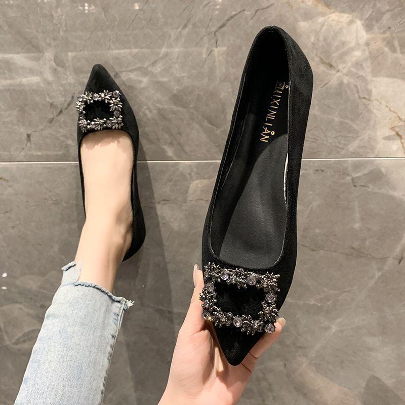 French Fashion Versatile Single Shoes 2025 Spring and Summer New Pointed Rhinestone Single Shoes Women's Soft-soled Shoes Children