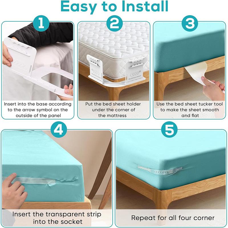 4pcs/set Bed Sheet Fasteners Sheet Ties Multifunctional Use Heavy Duty Bedsheet Corner Tightener Clips Home Supplies Fixator