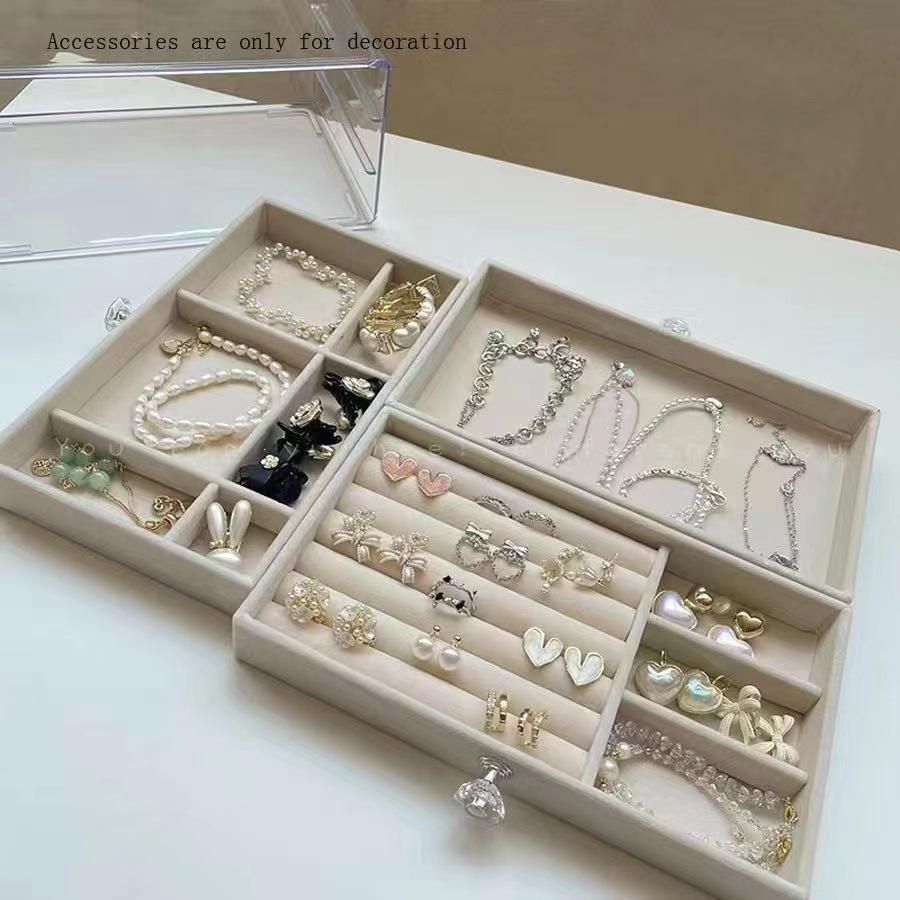 Velvet Multi-layer Jewelry Box with Large Capacity for Bracelets, Necklaces, Earrings, and Rings