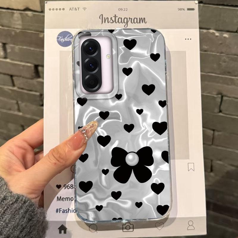 Pink Bow Love Heart Girls Phone Case For Samsung Galaxy A56 A16 A26 A36 A06 A55 A35 A25 A15 A12 A32 A54 S24 S25 S22 S23 FE Cover