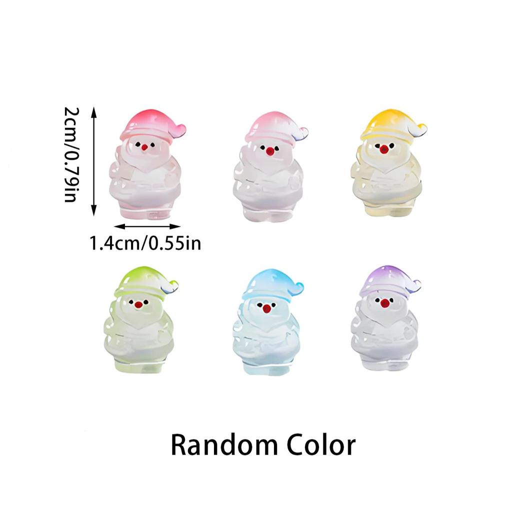 10/20Pcs Glow In Dark Santa Claus Figurines Luminous Mini Resin Christmas Decor For Xmas Tree Fairy Garden Holiday Gift