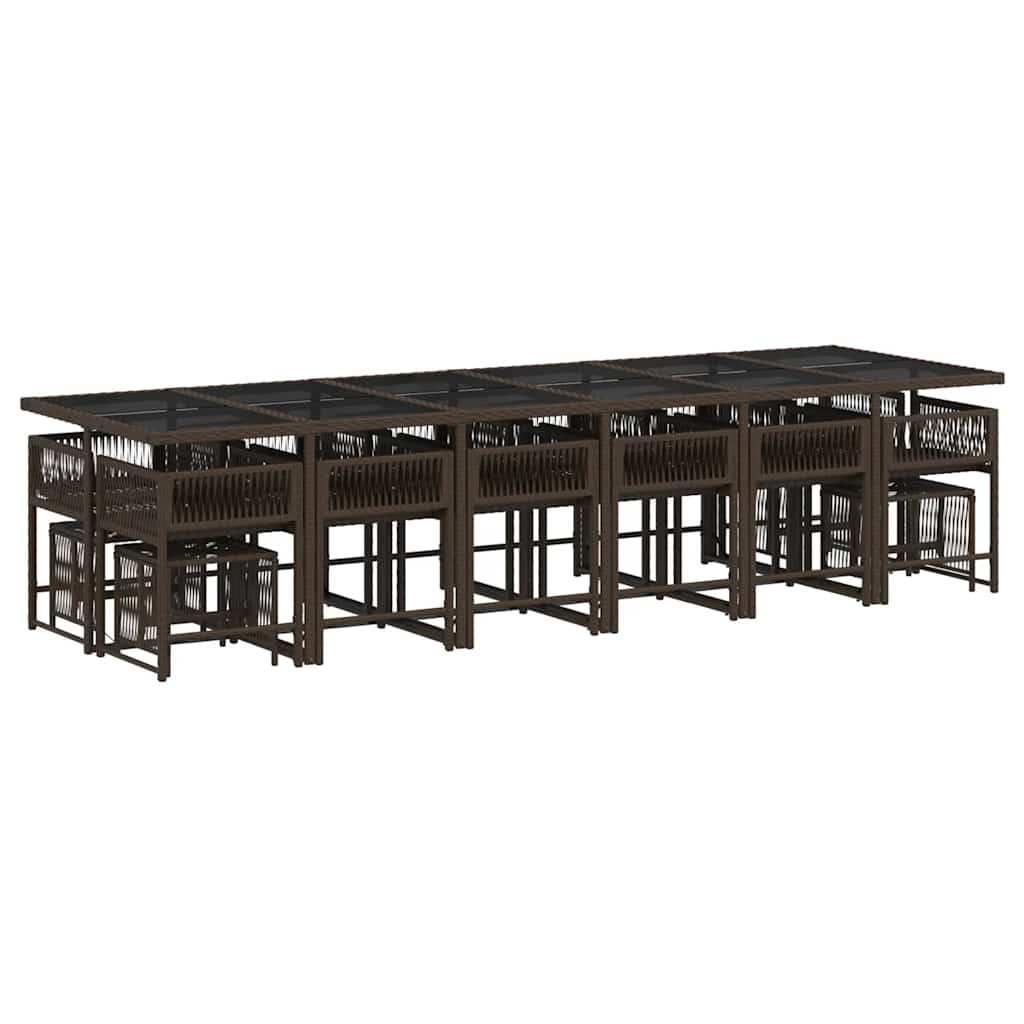 Vidaxl 17-Cz. Garden Furniture Set With Cushions, Brown, PE Rattan